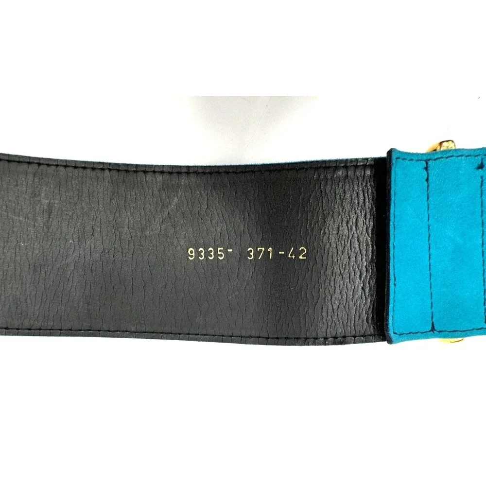 Escada‎ Womens Wide Blue Suede Leather Contoured Waist Belt One Size Italy